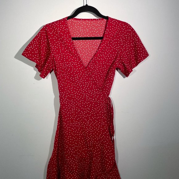 Shein | RED POLKA DOT A-LINE DRESS - Picture 1 of 2